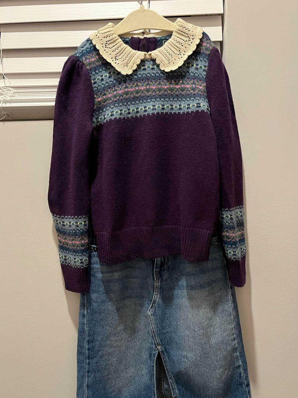 Polo Ralph Lauren Patterned Sweater with Crochet Collar size 5